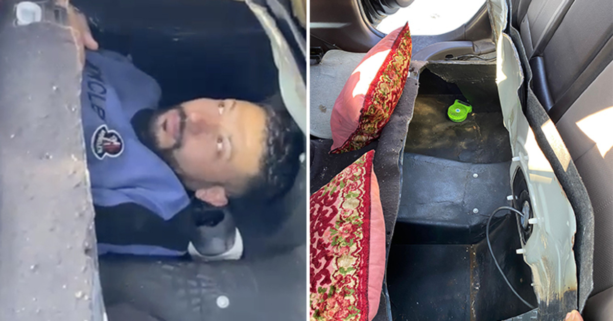 Otomobilin gizli bölmesinde yakalandılar